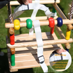 Hardwood Baby Swing Seat (Beech) with Safety Harness and Play Beads Lovely Cradle Swing for Garden or Nursery