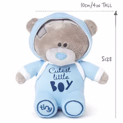 Tiny Tatty Teddy 'Cutest Little Boy' Bear in Blue Baby Grow - Official Collection