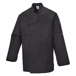 Portwest Somerset Chefs Jacket Colour: Black, Size: 3XL