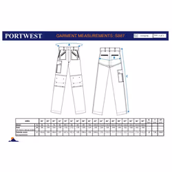Portwest S887- Black Sz 40 Regular Action Work Trousers Safety