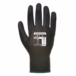 Portwest - Superb abrasion and tear resistance PU Palm Glove (1 Pair Pack) - Large- 1 Pair Pack, Black