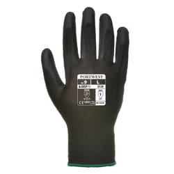 Portwest - Superb abrasion and tear resistance PU Palm Glove (1 Pair Pack) - Large- 1 Pair Pack, Black