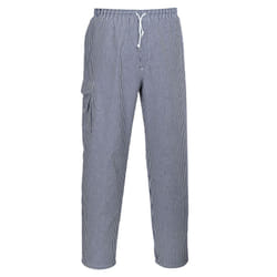 Portwest Chester Chefs Trousers - White/Blue, S