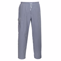 Portwest Chester Chefs Trousers - White/Blue, XXL