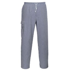 Portwest Chester Chefs Trousers - White/Blue, XXL