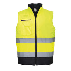 Portwest Hi-Vis Two Tone Bodywarmer - Yellow/Navy, XL
