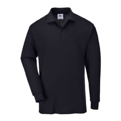 Portwest Genoa Long Sleeved Polo Shirt - Black, S