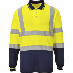 Portwest Two-Tone Long Sleeved Polo - Yellow/Navy, 3XL