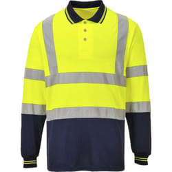 Portwest Two-Tone Long Sleeved Polo - Yellow/Navy, 3XL