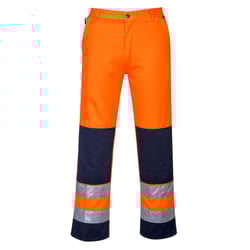Portwest Calais Hi-Vis Trousers - Orange/Navy, XL