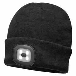 Portwest - Unisex Beanie Hat With LED Head Light Torch Rechargeable Via USB - One Size, Black