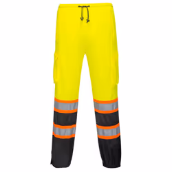Portwest US388 High Visibility Two-Tone Reflective Lightweight Mesh Over Pants Hi Vis Cargo Safety Work Pants ANSI Class E Ye ...
