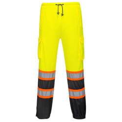 Portwest US388 High Visibility Two-Tone Reflective Lightweight Mesh Over Pants Hi Vis Cargo Safety Work Pants ANSI Class E Yellow  4X-Large/5X-Large