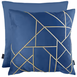 Rocco Linear Navy Cushion Silver Embroidered Geometric 43X43CM