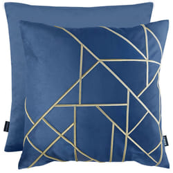 Rocco Linear Navy Cushion Silver Embroidered Geometric 43X43CM