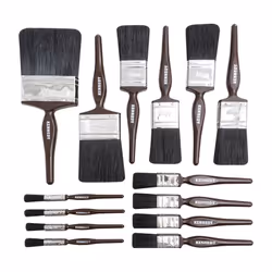 Flat Paint Brush Set, Natural Bristle, Set of 14