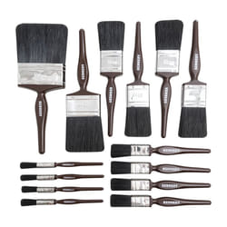 Flat Paint Brush Set, Natural Bristle, Set of 14