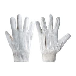 White Knitted Wrists Cotton Drill Gloves 8oz