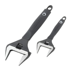 Wide Jaw Adjustable Spanner Set, Steel, Set of 2