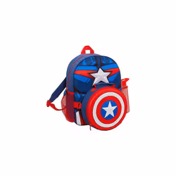 Kids Captain America School Backpack with Marvel Shield Cooler Lunch Box and Water Bottle - Official Avengers Boys Girls Teen ...