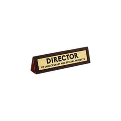 Director of Unnecessary Projects' Novelty Wooden Desk Warning Sign | Funny Office Humor Gift for Colleague Or Boss | 4.5cm x 17.5cm