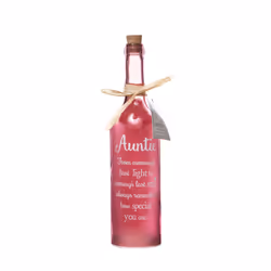 SB1123 Light-Up LED Auntie Glass Starlight Bottle | Beautiful, Decorative Homeware Perfect for Her | Complete with Gift Tag, ...
