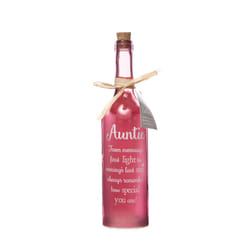 SB1123 Light-Up LED Auntie Glass Starlight Bottle | Beautiful, Decorative Homeware Perfect for Her | Complete with Gift Tag, Pink