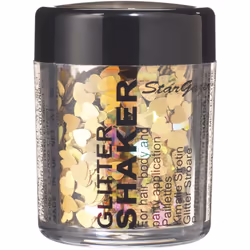 Stargazer Shaped Glitter, Gold Heart. Cosmetic gliter shapes that can be used on the face or body.