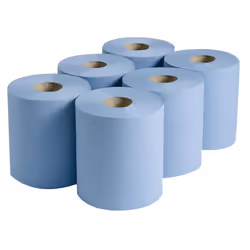 2WORK CBL373S Centrefeed Roll, 3-Ply, 135 m, Blue (Pack of 6)