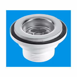 McAlpine BSW1P 60mm Stainless Steel Flange Centre Pin Basin Waste with Black PVC Plug 1¼"