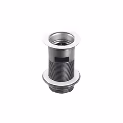 McAlpine BSW12C 1¼" Black Plastic Slotted Basin Waste - Backnut Model: 60mm Stainless Steel Flange x 3½" Tail with Black PV ...