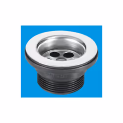 McAlpine BSW15PC 1½" Centre Pin Bath Waste: 70mm Stainless Steel Flange: Black PVC Plug