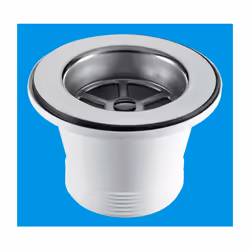 McAlpine BSW21P Centre Pin Sink Waste: 85mm Stainless Steel Flange with Plug
