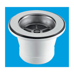 McAlpine BSW21P Centre Pin Sink Waste: 85mm Stainless Steel Flange with Plug