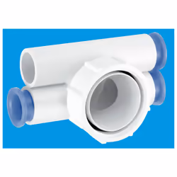 McAlpine R12 Four Way Connector 1½" loose nut x four connections for 19mm pipe, supplied with 3 Plugs