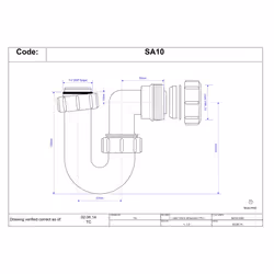 McAlpine SA10 1.25" 75mm Water Seal Tubular Swivel 'P' Trap with Multifit Outlet