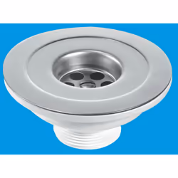 McAlpine SW45P 1Â½" Centre Pin Sink Waste: 113mm Stainless Steel Flange: Reducer Waste with Plug