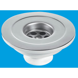McAlpine SW45P 1Â½" Centre Pin Sink Waste: 113mm Stainless Steel Flange: Reducer Waste with Plug