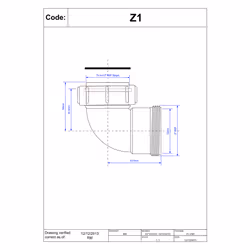 McAlpine Z1 2" 90? Bend - BSP Male Thread x BSP Coupling Nut