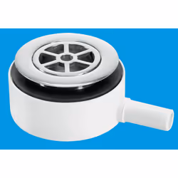 McAlpine UPSW-3 Pumped Shower Waste Outlet: 70mm Chrome Plated Brass Flange with Top Access x 15mm Plain Tail Outlet