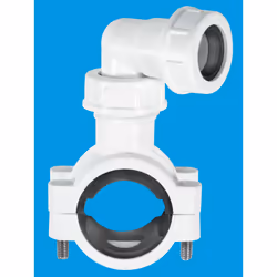 McAlpine Pipe Clamp 1.25''/1.5'' to 19/22mm with Bent Connector for Overflow Pipe   CLAMP1WH