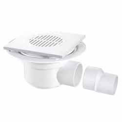 McAlpine TSG50T6WH 50mm Water Seal Trapped Gully, Tile/Grating with removable Grid, 2" Horizontal Outlet and 2" x 1Â½" Socket ...