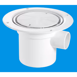McAlpine TSG3-WH 75mm Water Seal Trapped Gully, Clamp Ring and Cover Plate, 1½" Side Inlet for waste pipe and 110mmà or 1½ ...