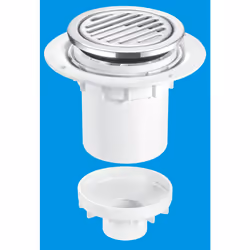 McAlpine TSG2-R125SS 75mm Water Seal Trapped Gully, Tile/Grating with removable Grid, 110mm Vertical Outlet and 110mm x 2" Re ...