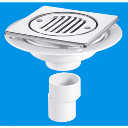 McAlpine USG2T6SS Untrapped Gully. Tile/Grating with removable Grid, 2" Vertical Outlet and 2" x 1Â½" Socket Reducer