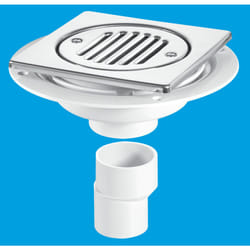 McAlpine USG2T6SS Untrapped Gully. Tile/Grating with removable Grid, 2" Vertical Outlet and 2" x 1Â½" Socket Reducer