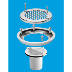 McAlpine FGTR118TOP-50 Conversion Kit to convert any TSG50 or TSG52 Gully to a sheet flooring gully with CP Brass Clamp Ring, Stainless Steel Grated C