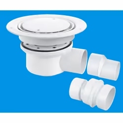 McAlpine TSG52WH Two-Piece 50mm Water Seal Trapped Gully, Clamp Ring and Cover Plate, 2" Horizontal Outlet and 2" x 1Â½" Sock ...