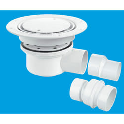 McAlpine TSG52WH Two-Piece 50mm Water Seal Trapped Gully, Clamp Ring and Cover Plate, 2" Horizontal Outlet and 2" x 1Â½" Socket Reducer