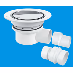 McAlpine TSG52SS Two-Piece 50mm Water Seal Trapped Gully, Clamp Ring and Cover Plate, 2" Horizontal Outlet and 2" x 1½" Sock ...